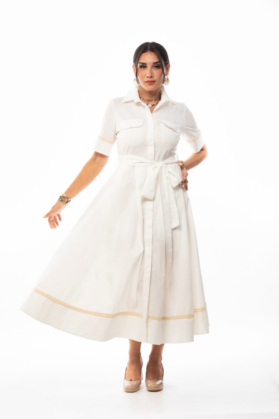 Jasmin - Midi Dress In White - Image 3